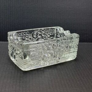 Vintage Clear Glass Ashtray Trinket Dish Vide Poche‎ Retro Bubble Design Decor